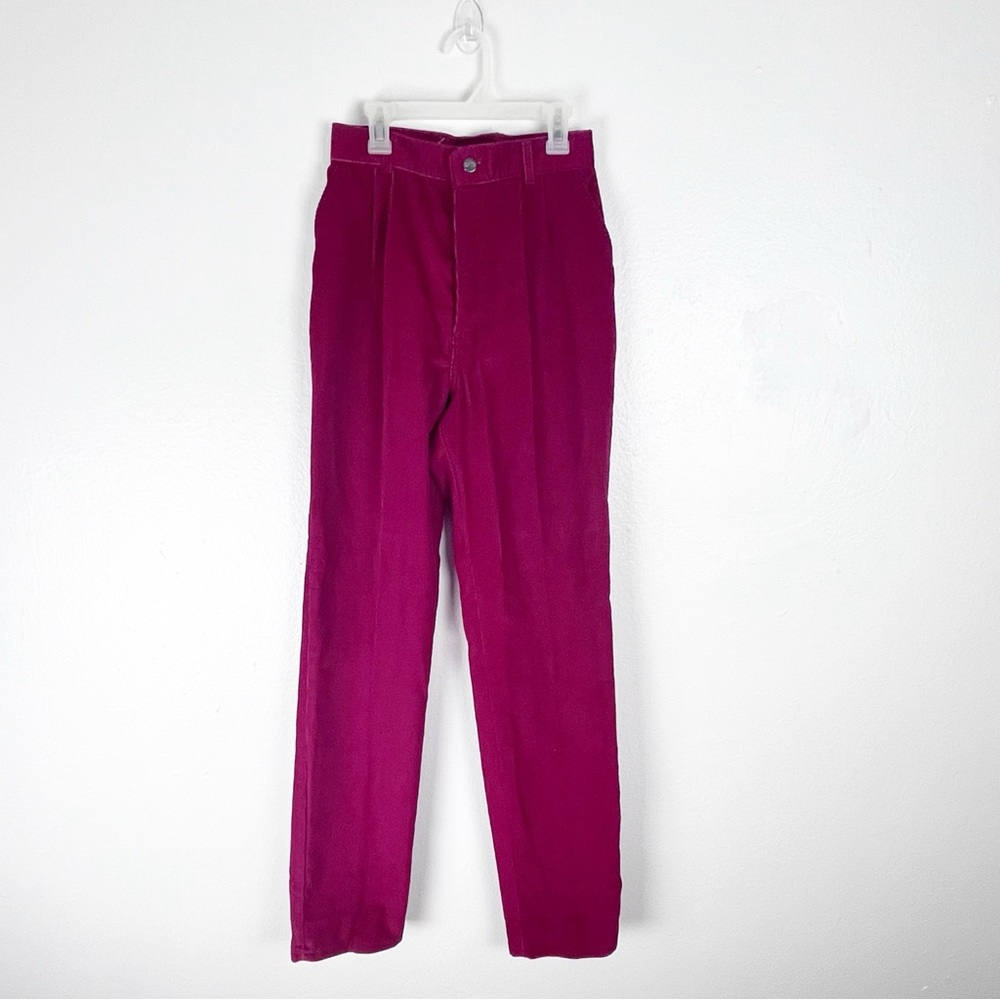 CHIC By H.I.S. Burgundy High Rise Pleated Long Length Corduroy Pants Size 8/9